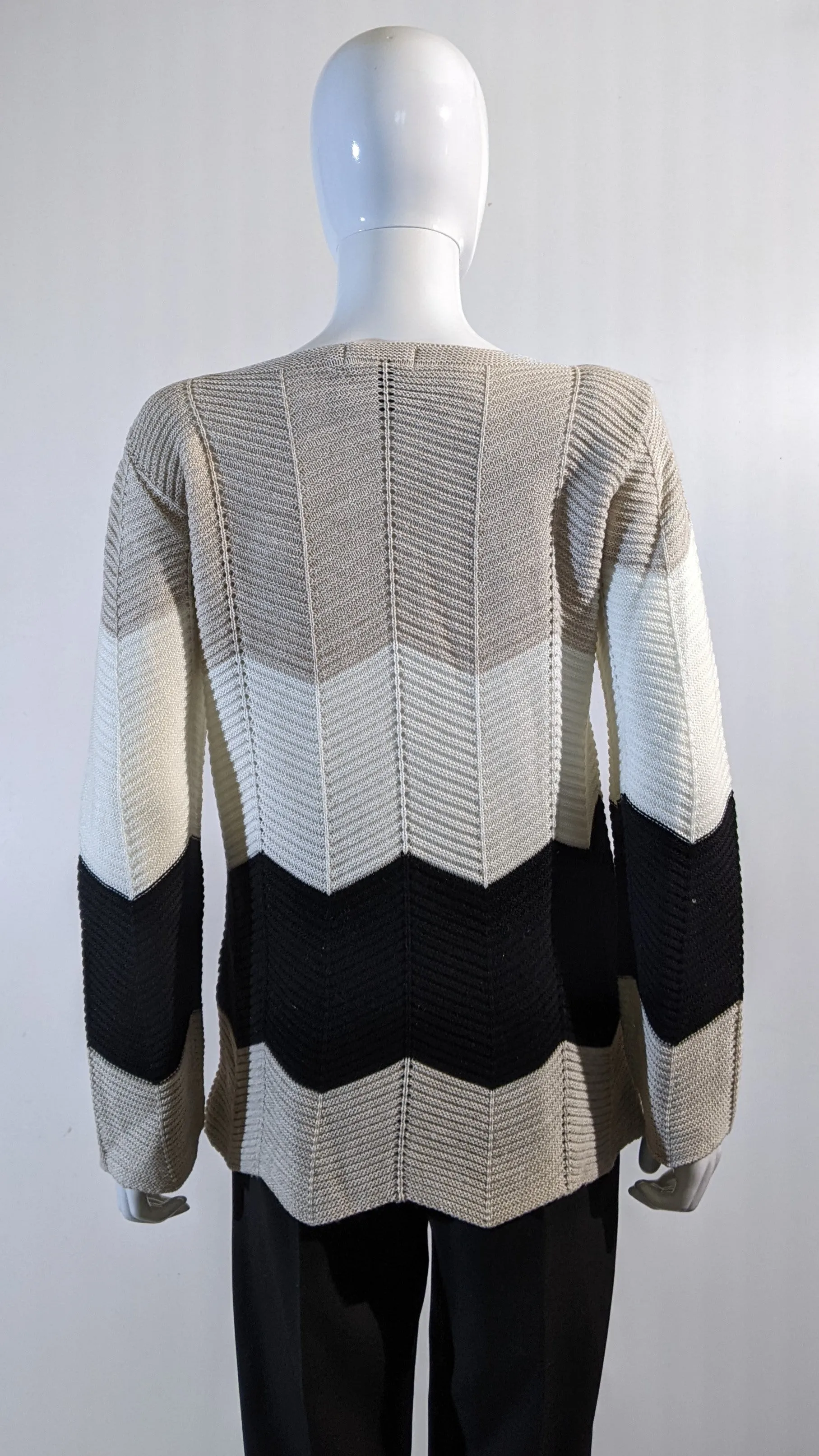Beige Colour Block Design Knitted Jumper