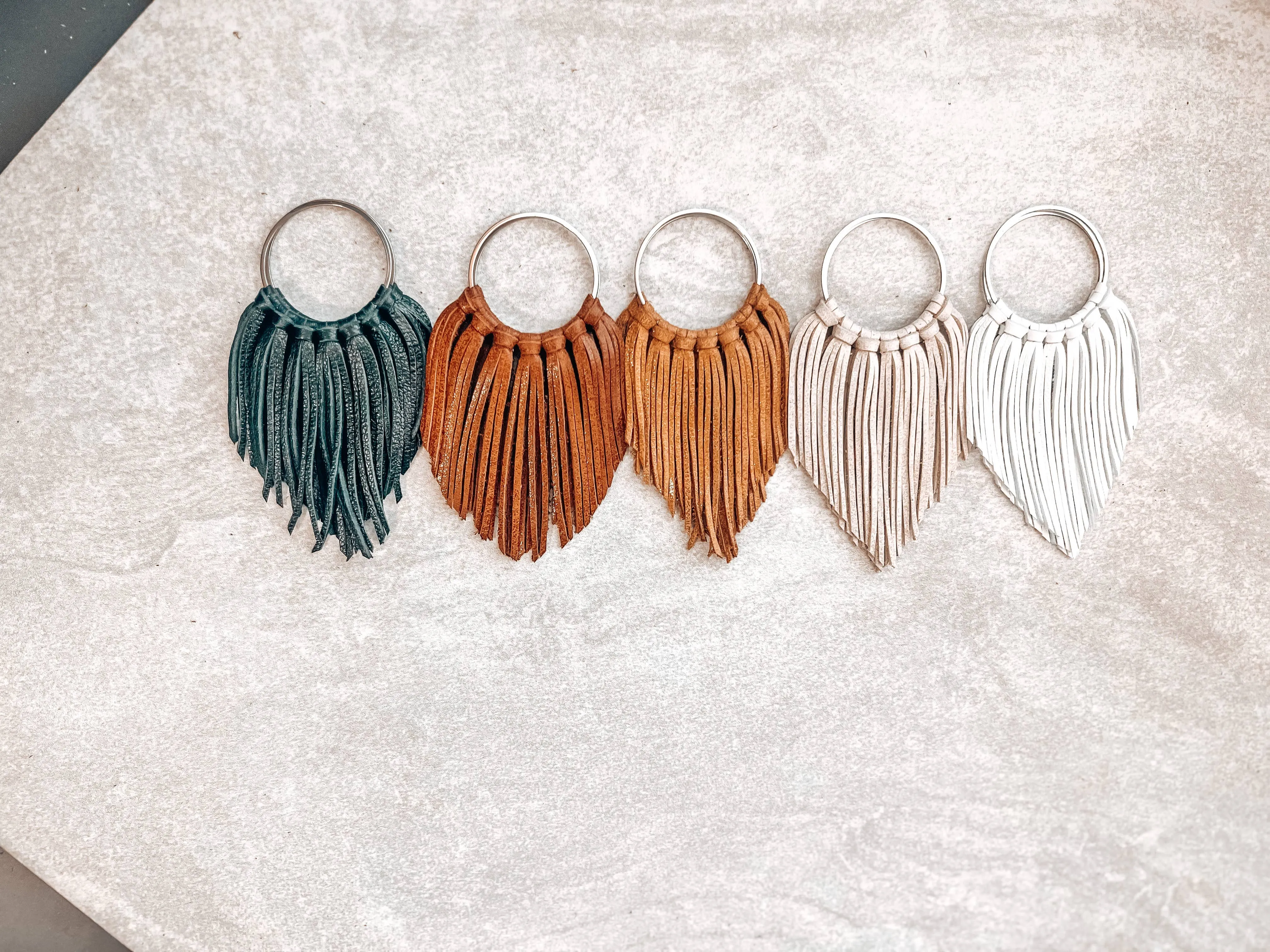 Beige Fringed in Faith Cascade Fringe Hoops Earrings