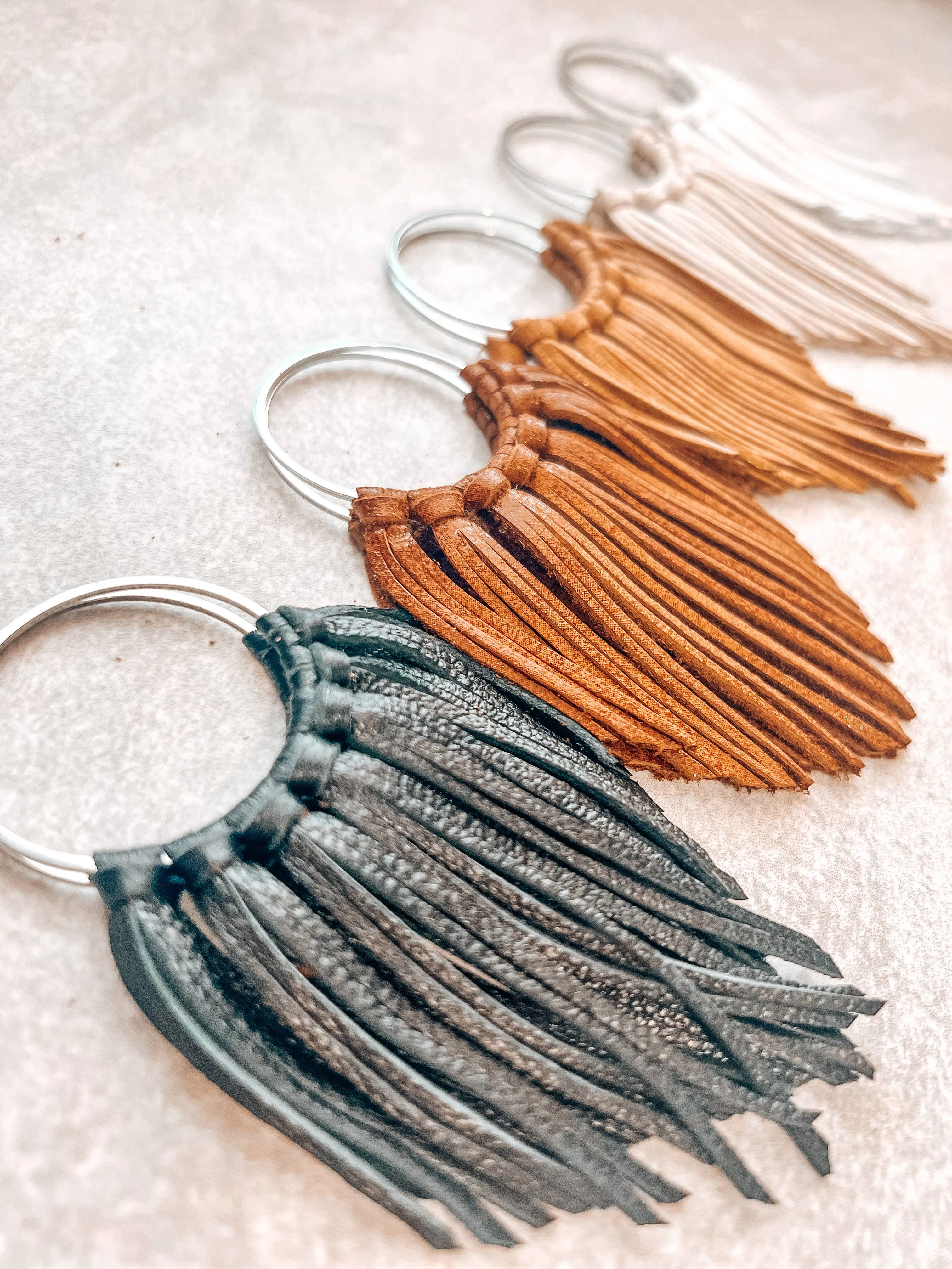 Beige Fringed in Faith Cascade Fringe Hoops Earrings