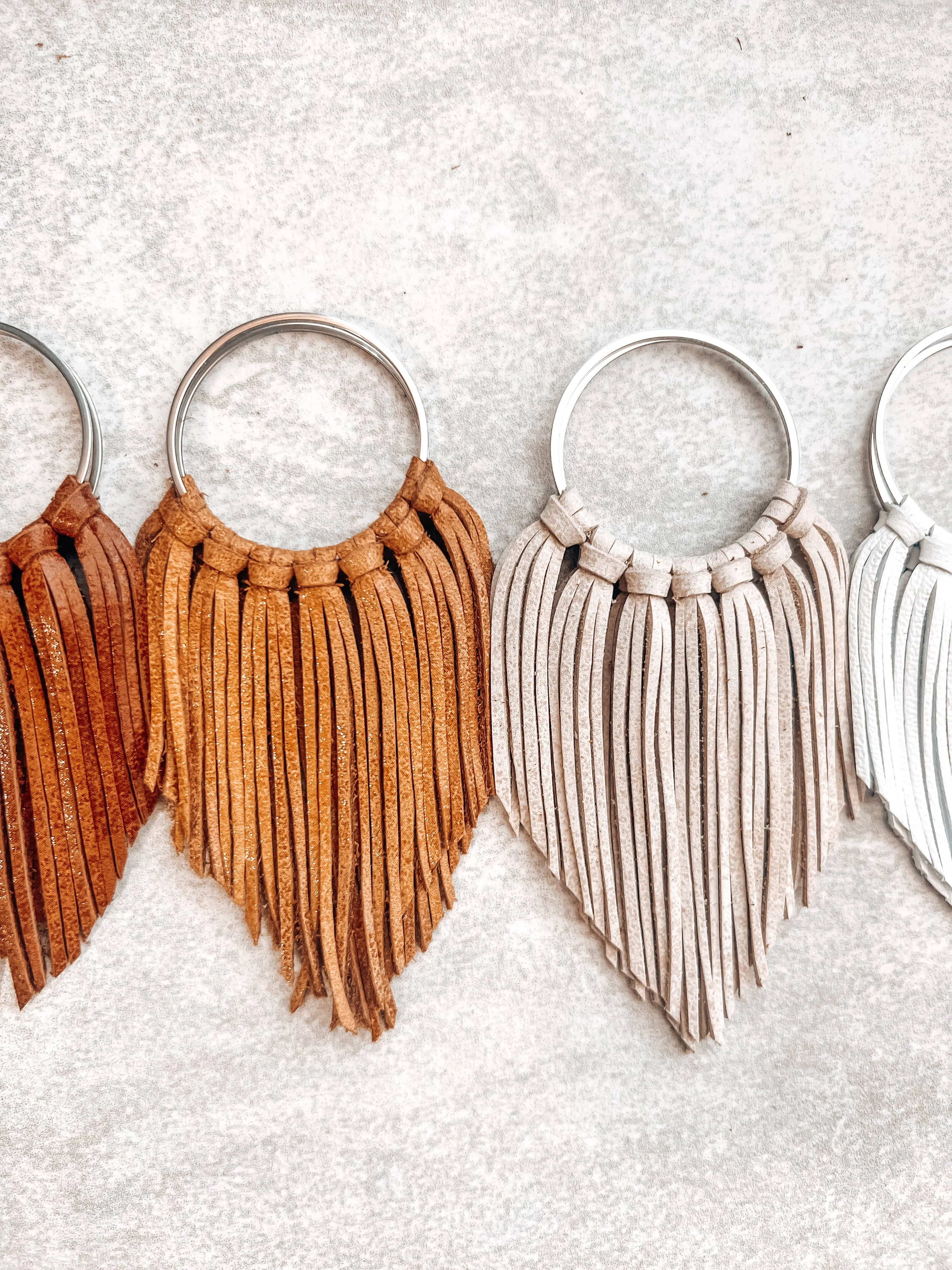 Beige Fringed in Faith Cascade Fringe Hoops Earrings