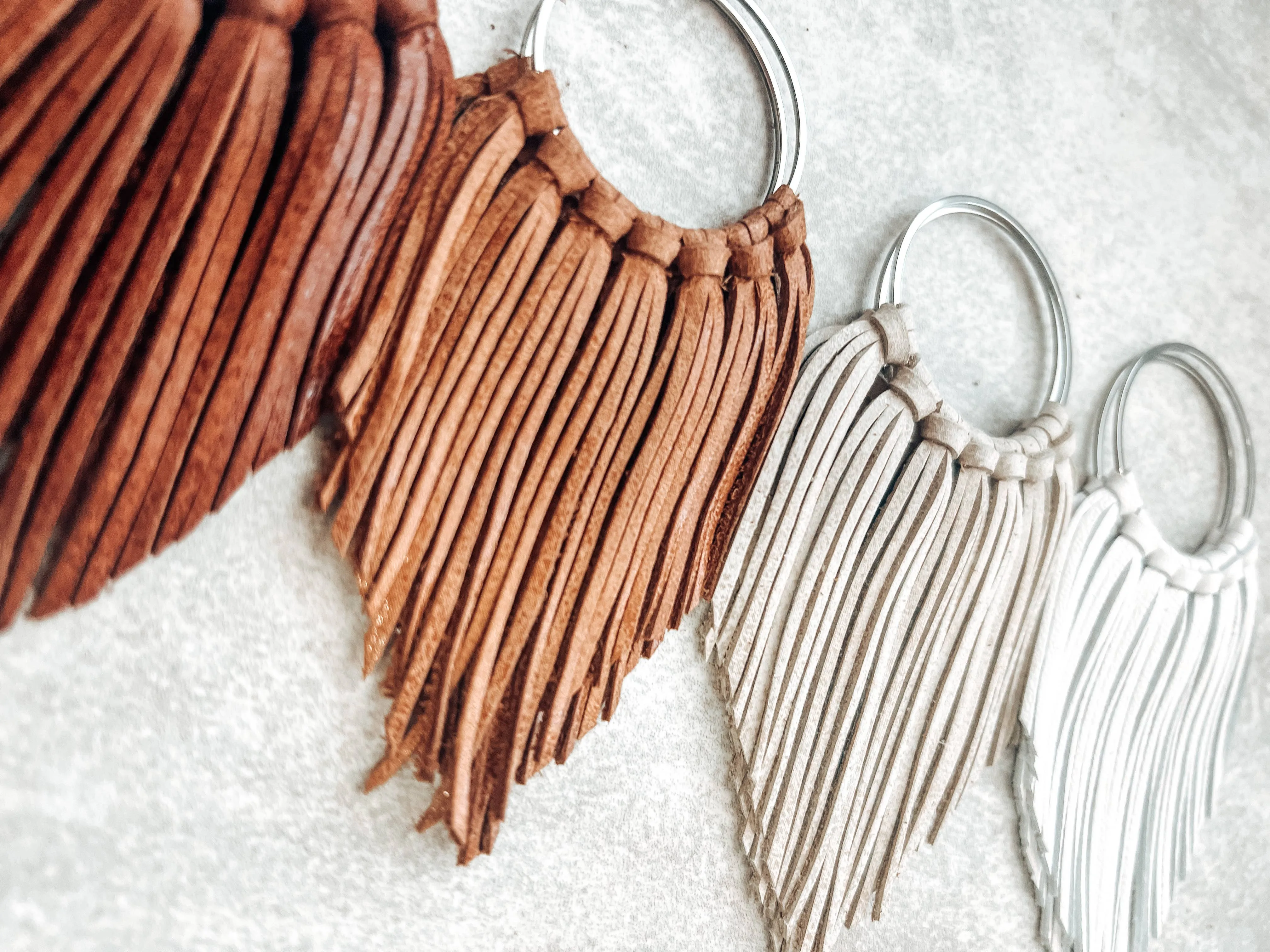 Beige Fringed in Faith Cascade Fringe Hoops Earrings