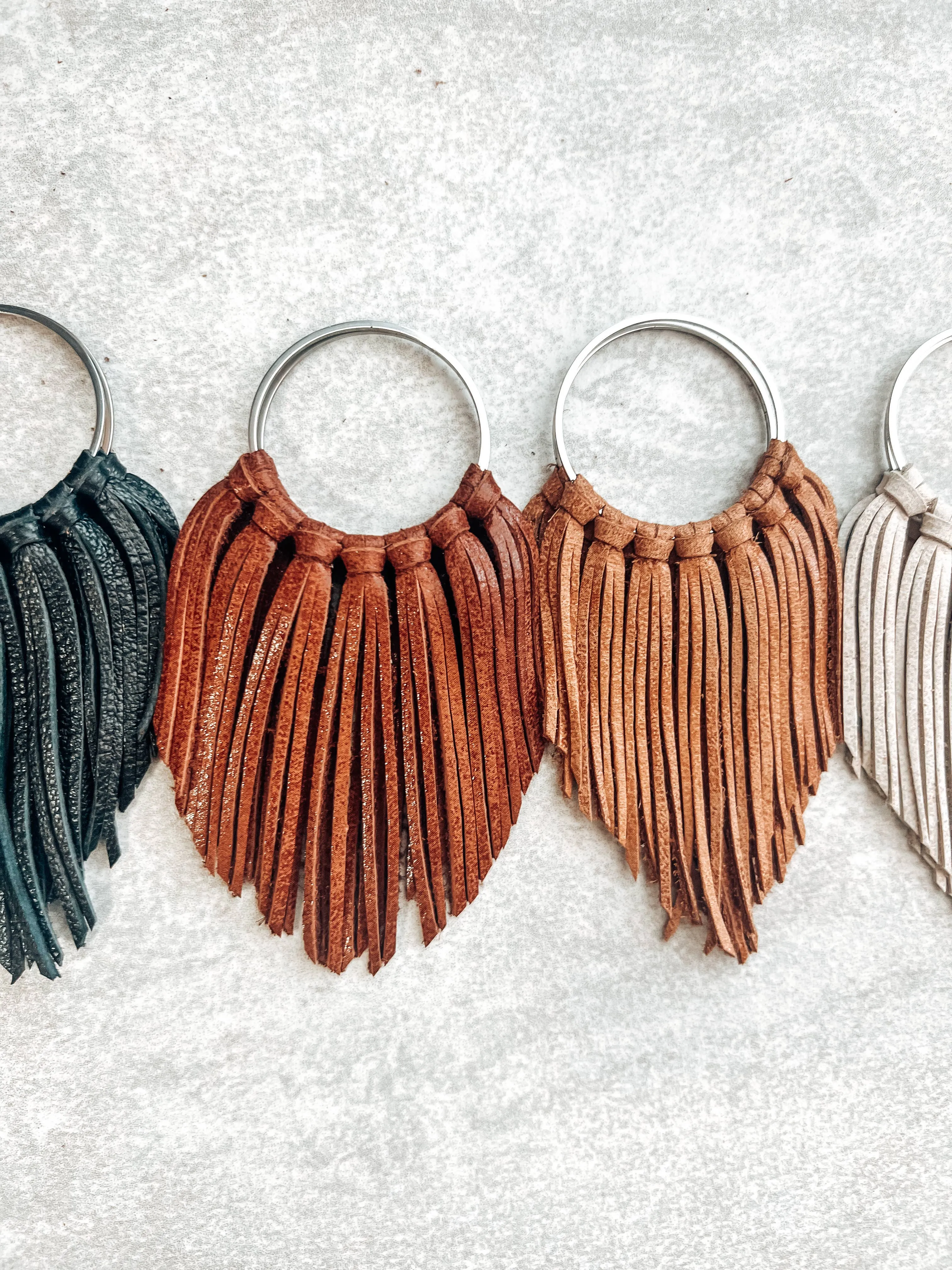 Beige Fringed in Faith Cascade Fringe Hoops Earrings