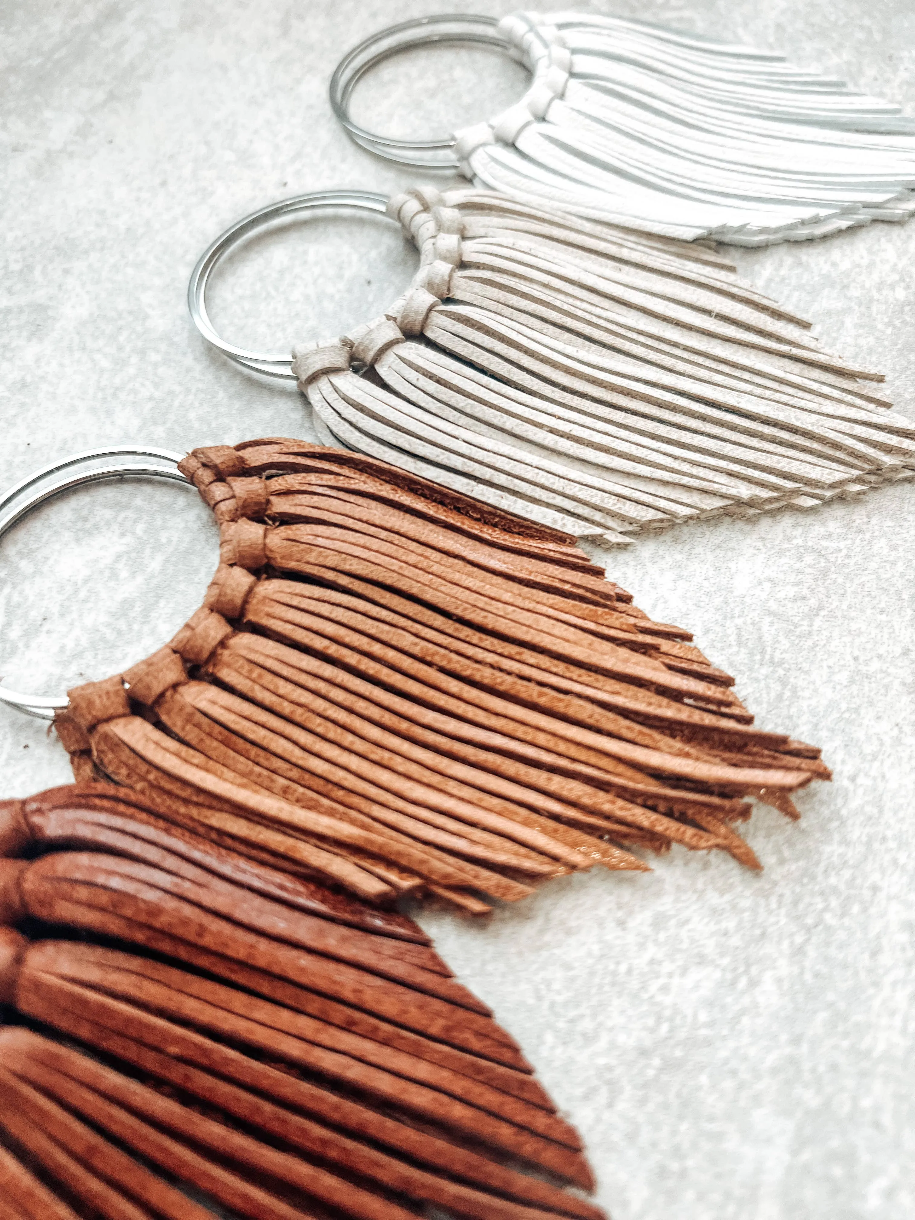 Beige Fringed in Faith Cascade Fringe Hoops Earrings