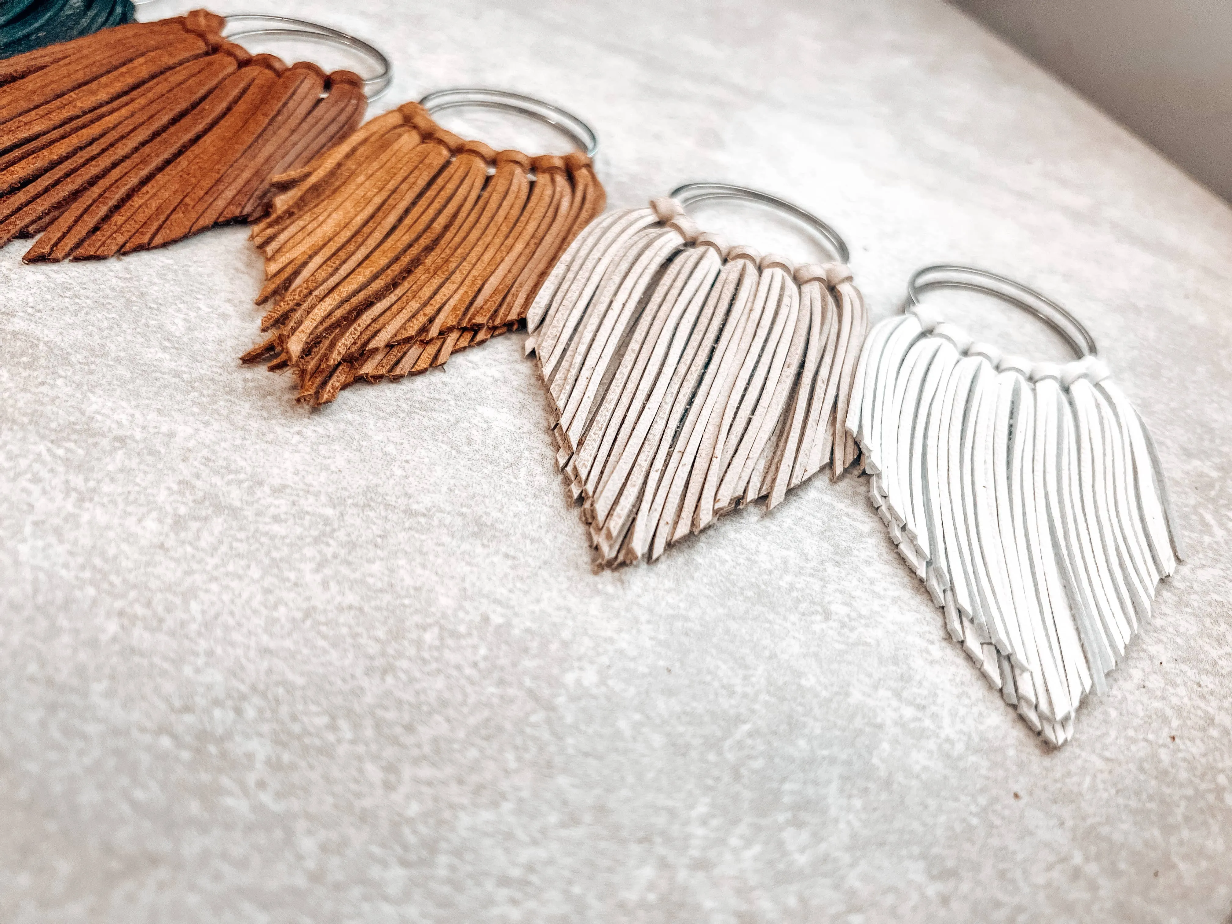 Beige Fringed in Faith Cascade Fringe Hoops Earrings