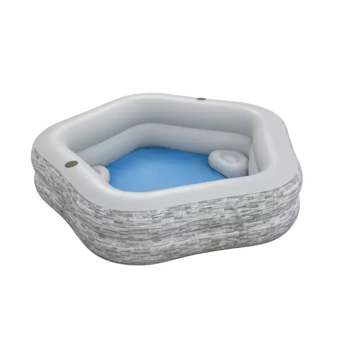 Bestway 7' X 6'9" X 21"/2.13M X 2.06M X 53CM Truprint Stone Family Pool (Contents:1 pool,repair patch)