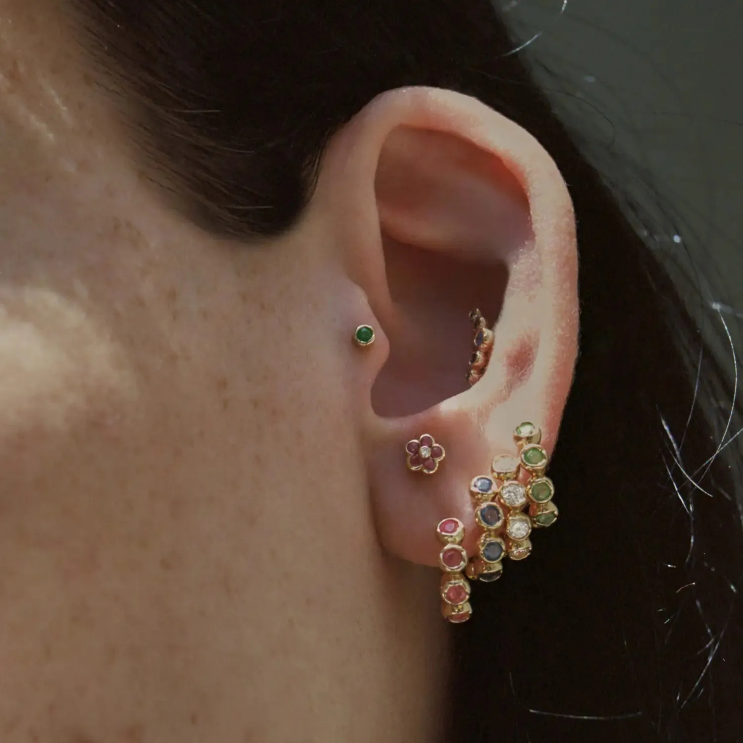 Bezel Flower Stud