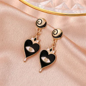 Black Enamel & 18K Gold-Plated Eye Heart Drop Earrings