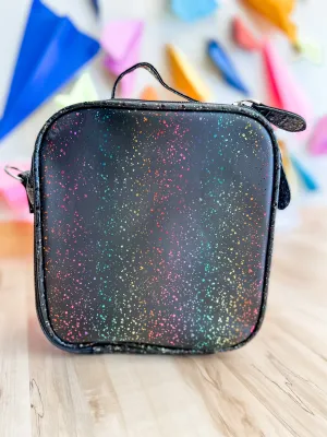 Black Painted Confetti Alligator Lunchbox