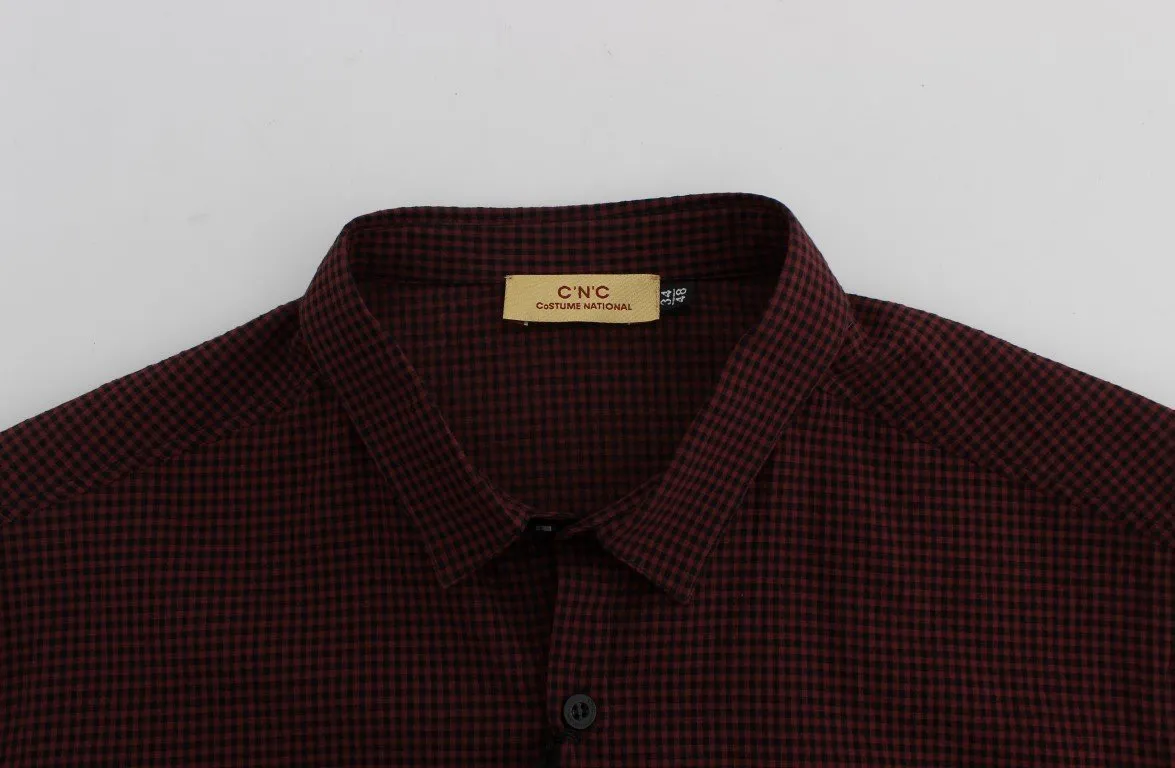 Black Red Cotton Logo Casual Shirt