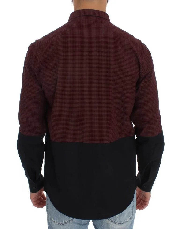 Black Red Cotton Logo Casual Shirt