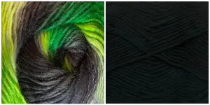 BLACK (Woolicious)/SUMMERTIME (Chromatic Wool) Mandala Pillow