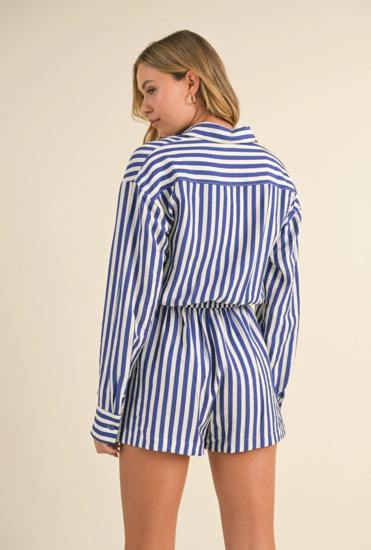 Blue and White Stripped Romper
