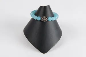 Blue chalcedony with pave diamond flower
