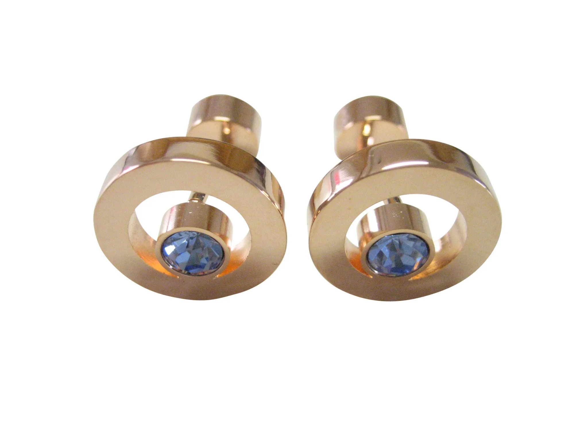 Blue Gem Circle Design Cufflinks