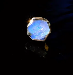 Blue Labradorite Hexagon in 14kt Yellow Gold - 14ga Threaded End