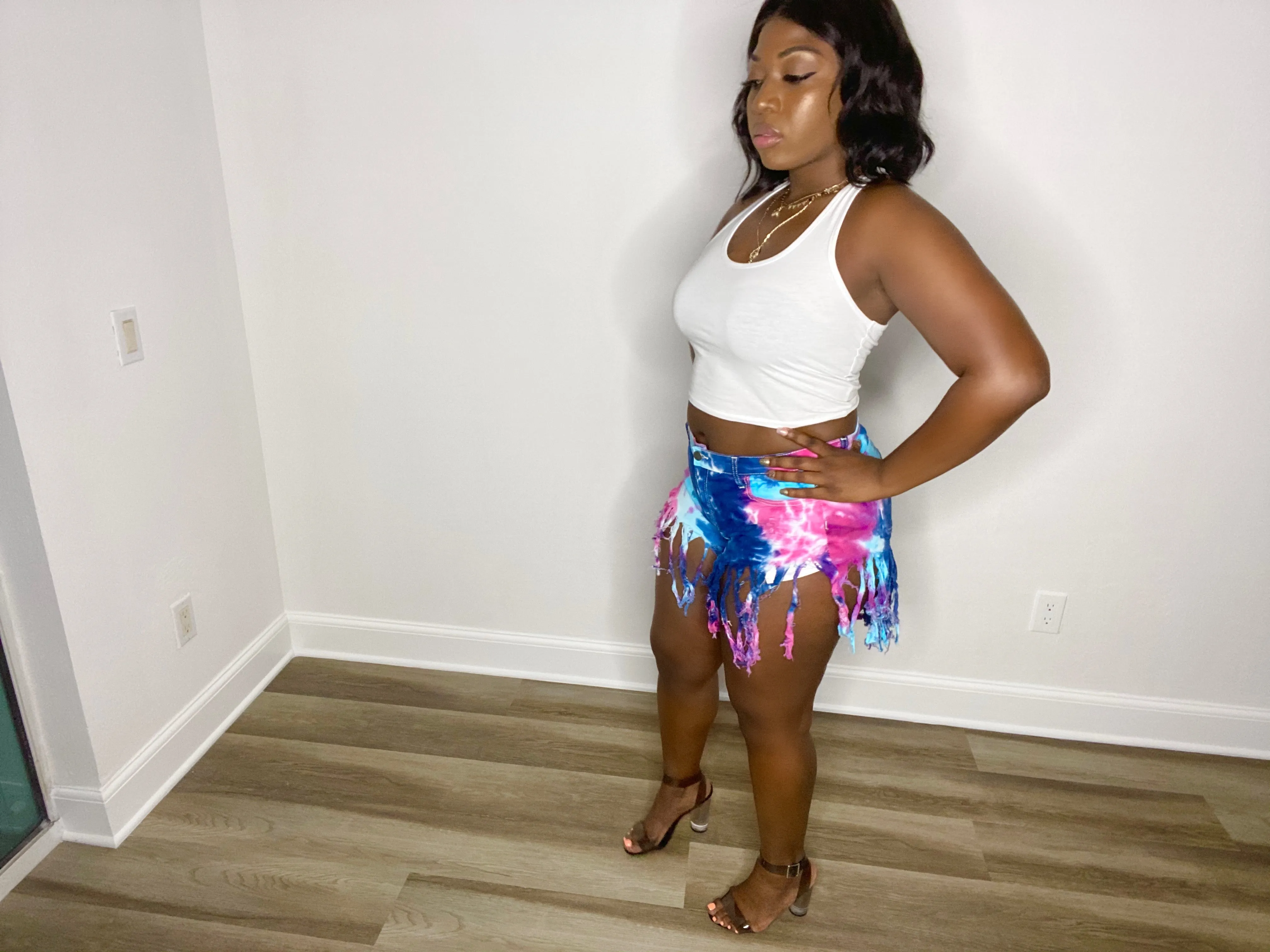 Blue Raspberry Fringe Shorts