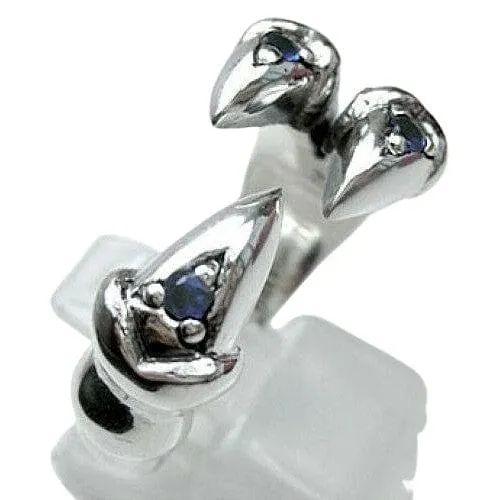 Blue Sapphire Sterling Silver Gothic Claw Ring