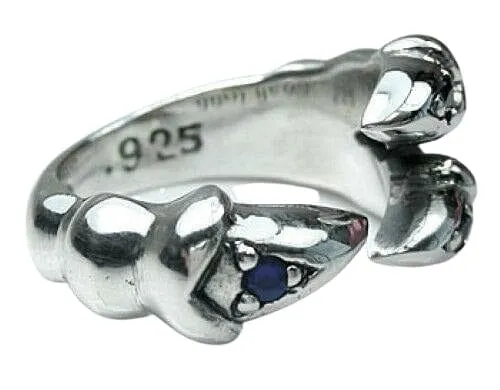 Blue Sapphire Sterling Silver Gothic Claw Ring