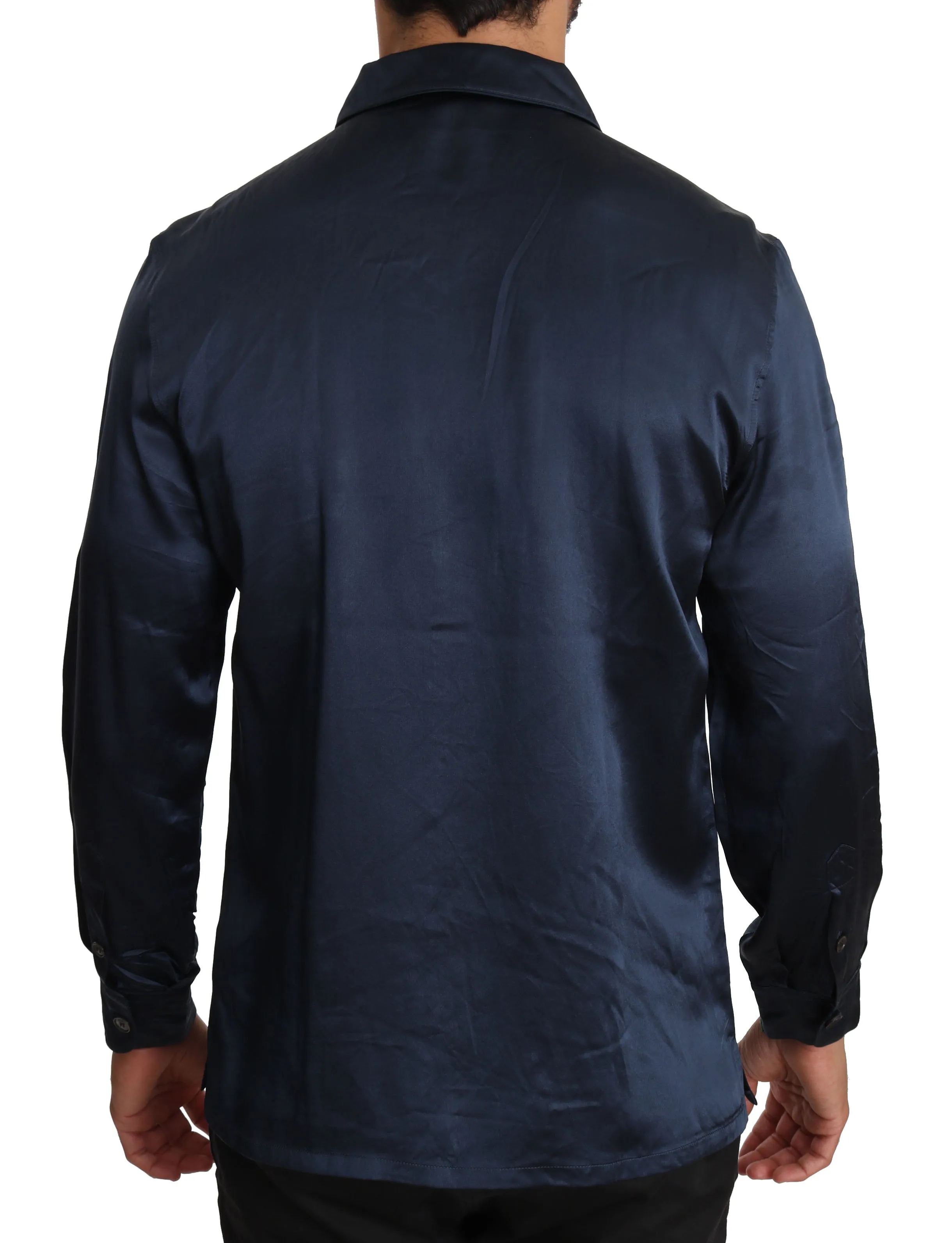 Blue Silk Casual Lounge Shirt
