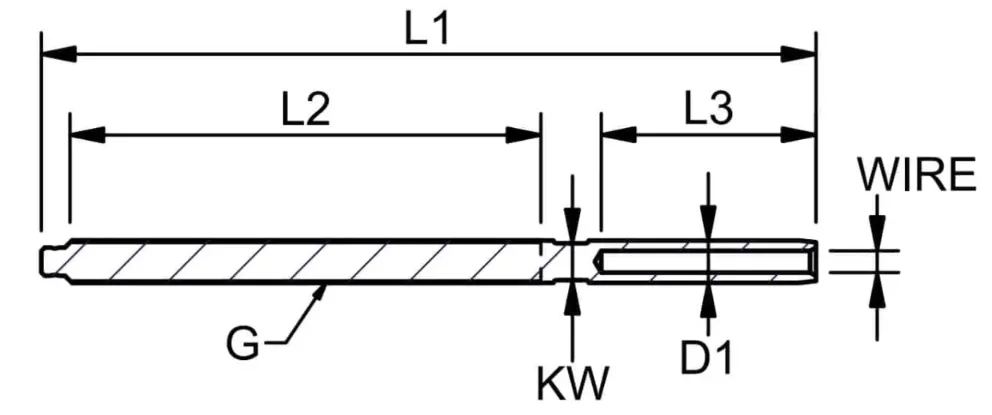 Bluewave Thread Terminal Long 7/16"  for 6 mm wire