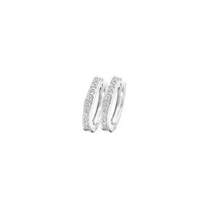 Blush - Boucles d'oreilles créoles - Or Blanc 14k, Zircons (7163WZI)
