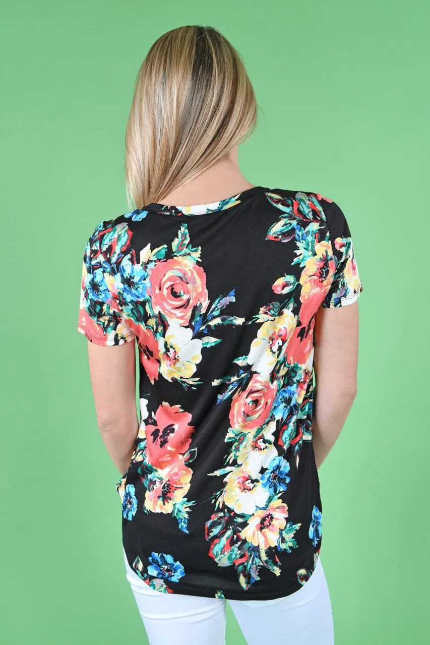 Bold Black Floral Top