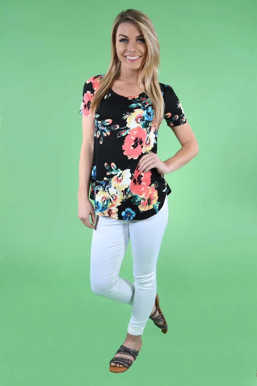Bold Black Floral Top