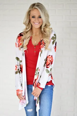 Bold Ivory Floral Cardigan