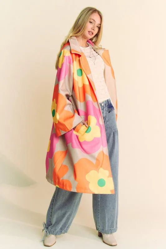 Bold Retro Print Floral Jacket
