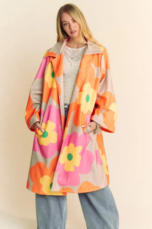 Bold Retro Print Floral Jacket