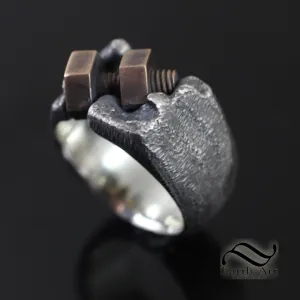 Bolted Signet - Sterling and Bronze