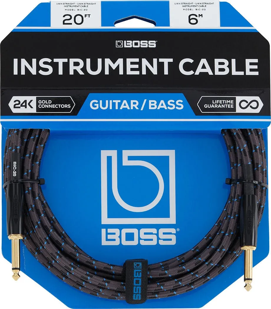 Boss BIC-20 Instrument Cable (1/4"-1/4"), 20'