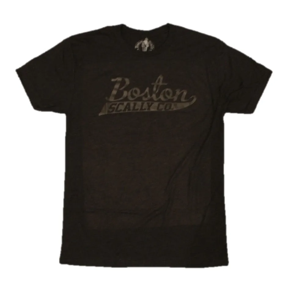 Boston Scally The Original Tee T-Shirt - Black with Black Script