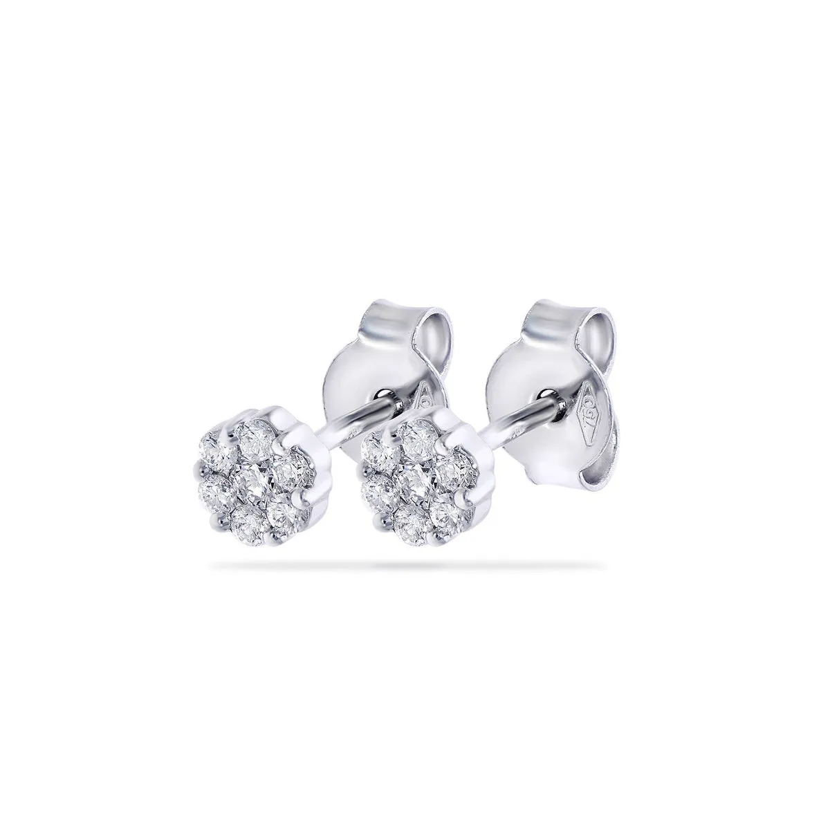 Boucles d'oreilles contre l'oreille - Or Blanc, Diamants (93BC26A)