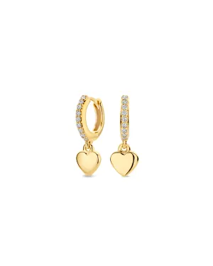 Boucles d'oreilles FJF - Créoles cœur, Plaqué or et Zircons (FJF0030045SY)