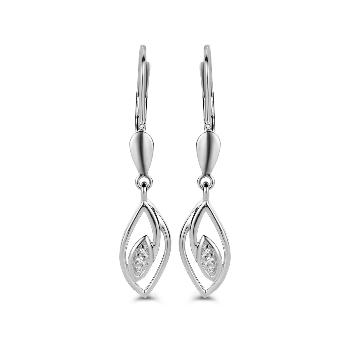 Boucles d'oreilles système - Or Blanc, Diamants (061219/A)