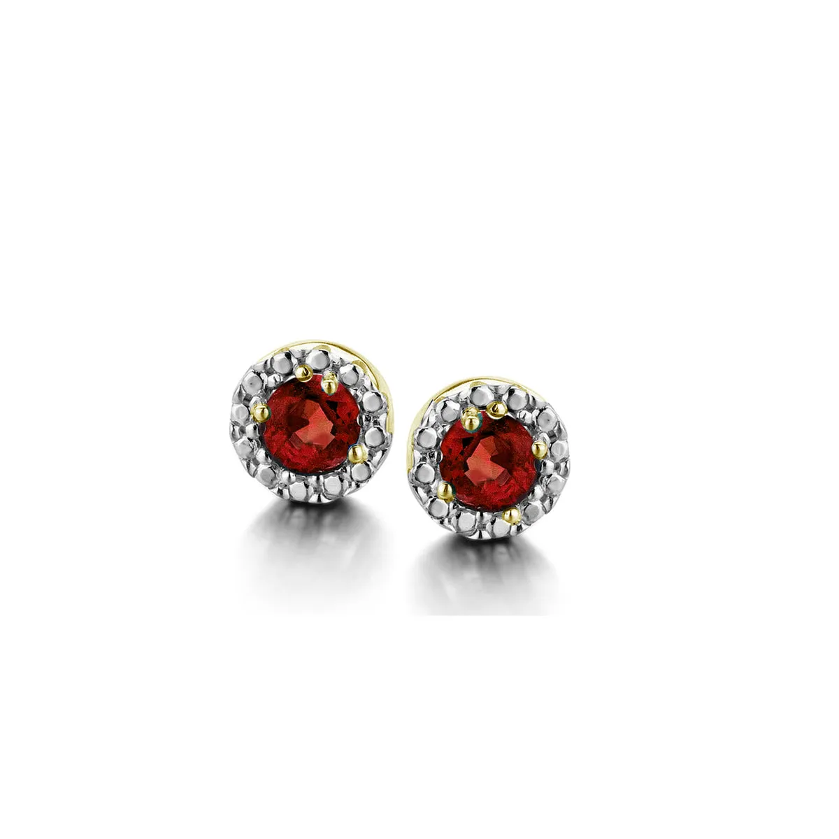Boucles entourage - Or Jaune et Blanc, Rubis (057467/R)