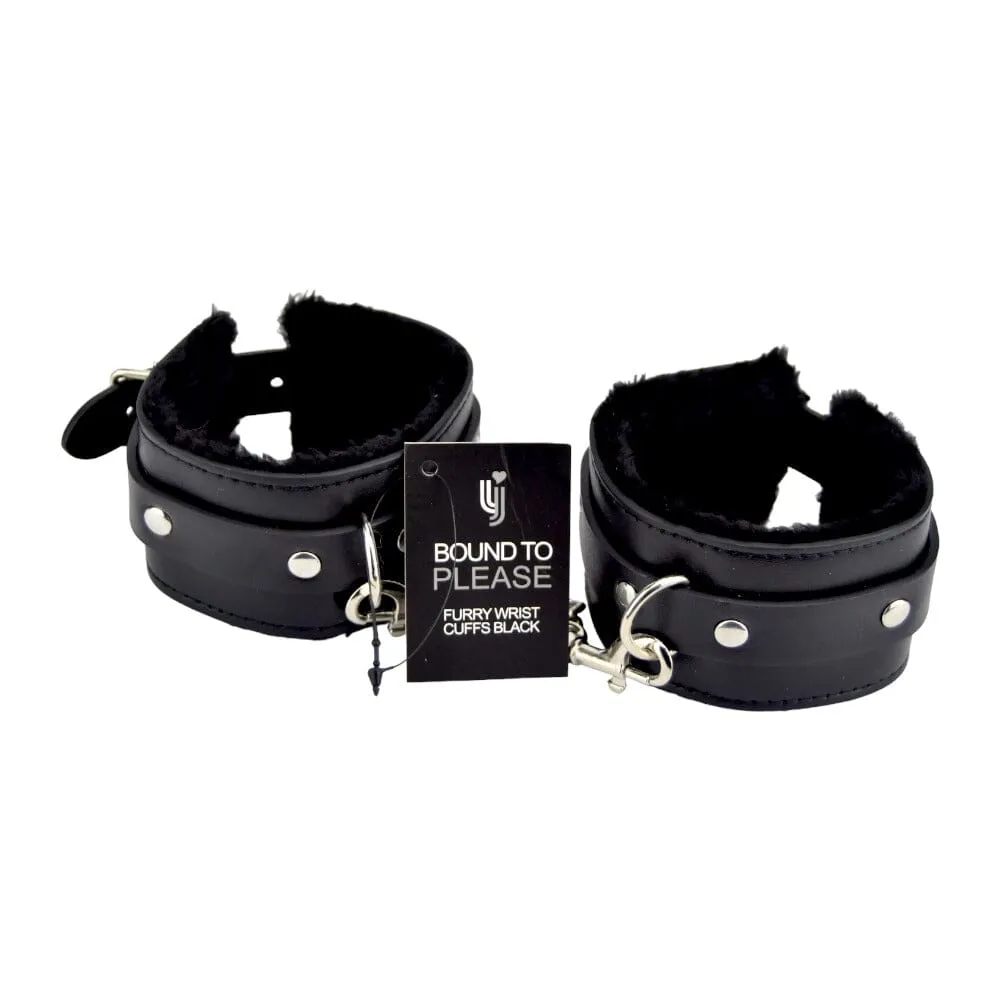 Bound to Please Furry Plush Wrist Cuffs - Stylish and Comfortable BDSM Restraints