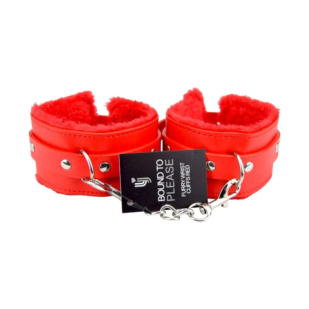 Bound to Please Furry Plush Wrist Cuffs - Stylish and Comfortable BDSM Restraints