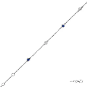 Bracelet avec motifs - Or Blanc, Diamant et Saphir Bleu (061592SA)