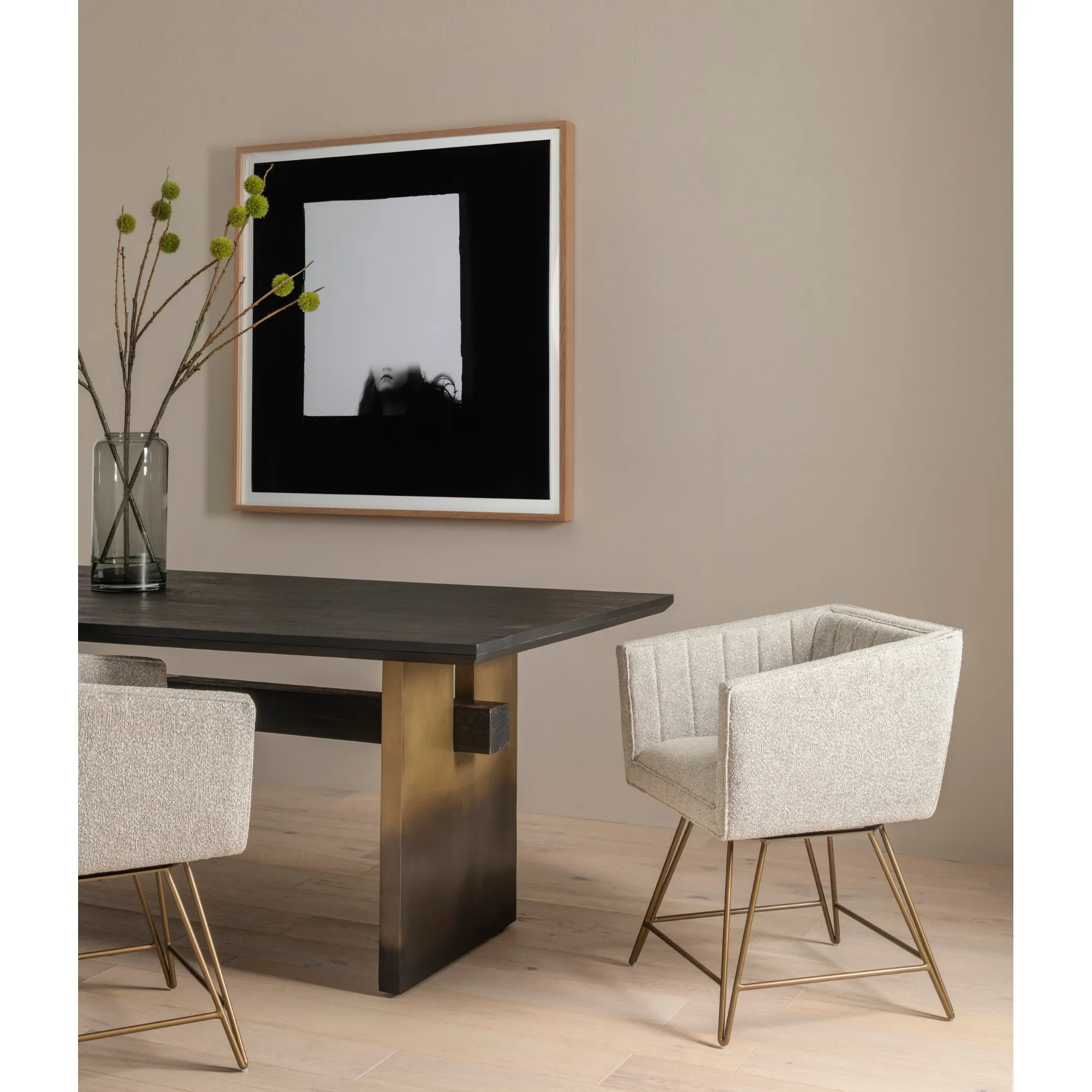 Brennan Dining Table, Worn Black Oak