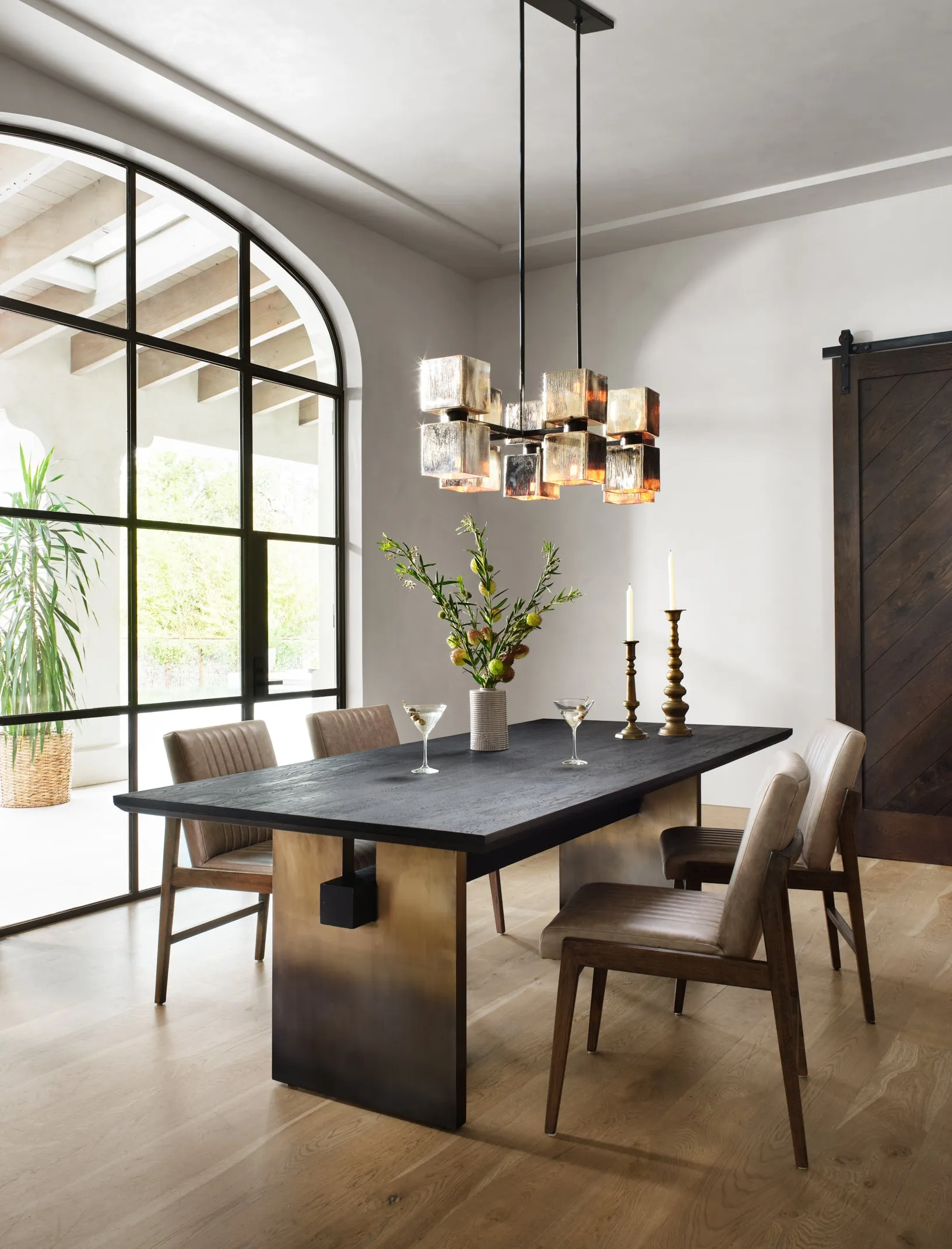 Brennan Dining Table, Worn Black Oak