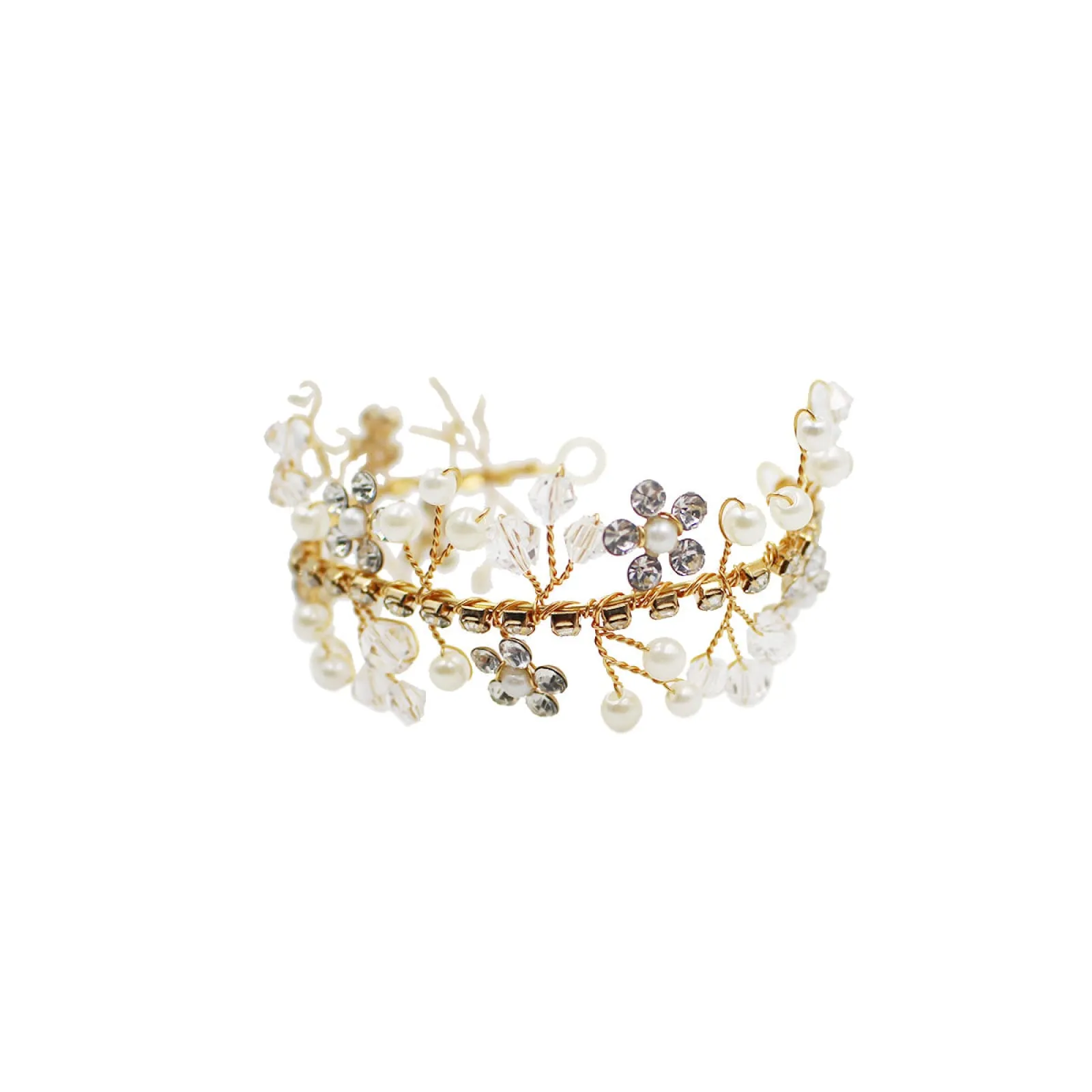 Bridal Pearl Flower Bracelet Trendy Crystal Vintage Silver Gold Simple Bridesmaid Wedding