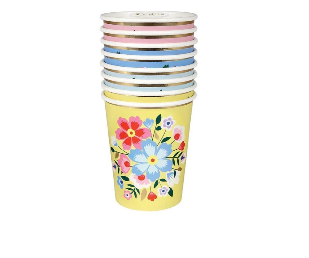 Bright Floral Cups