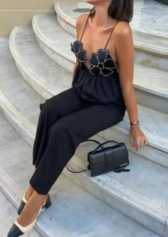 Bright Flower Camisole - Black