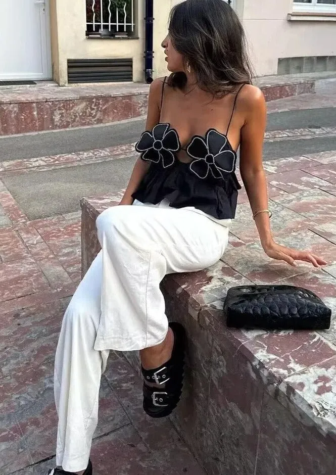 Bright Flower Camisole - Black