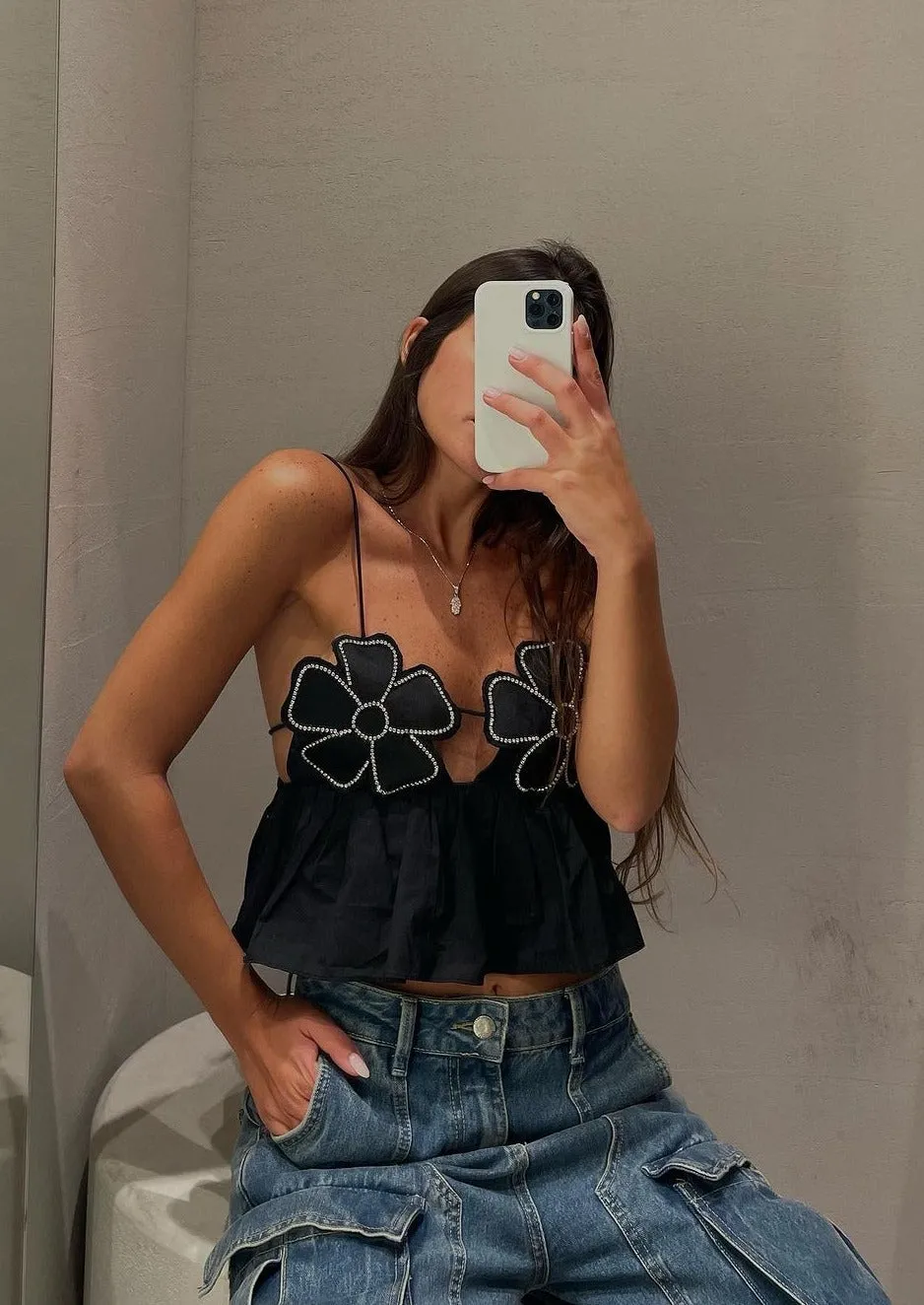 Bright Flower Camisole - Black