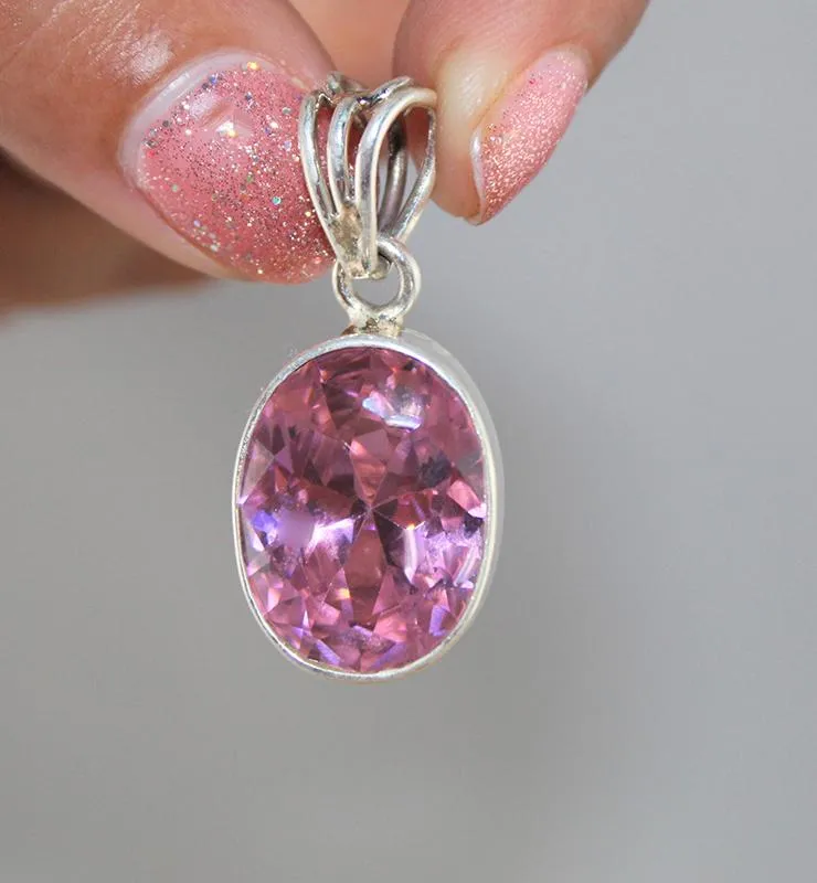 Bright Pink CZ Pendant