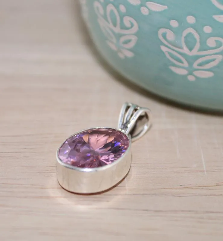 Bright Pink CZ Pendant