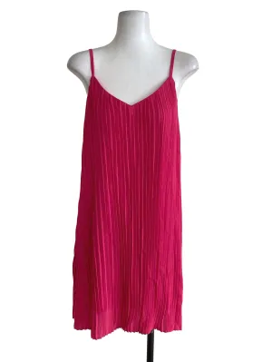 Bright Pink Pleated Dress